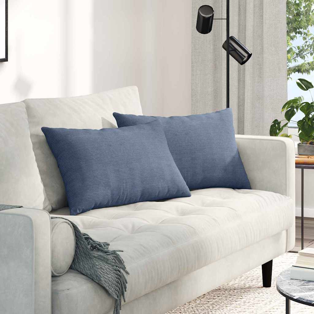 VidaXL Sofakissen 2 Stück blau 60 x 40 cm Cordstoff