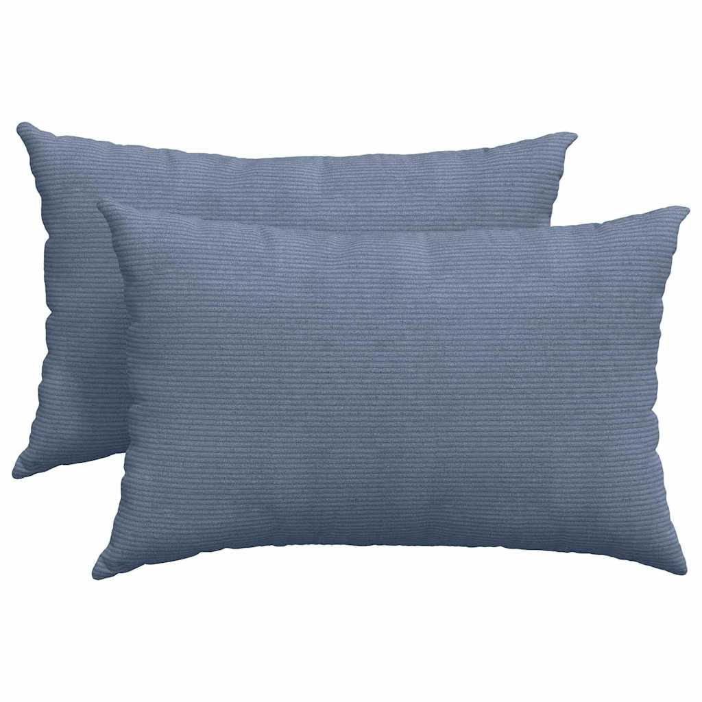 VidaXL Sofakissen 2 Stück blau 60 x 40 cm Cordstoff