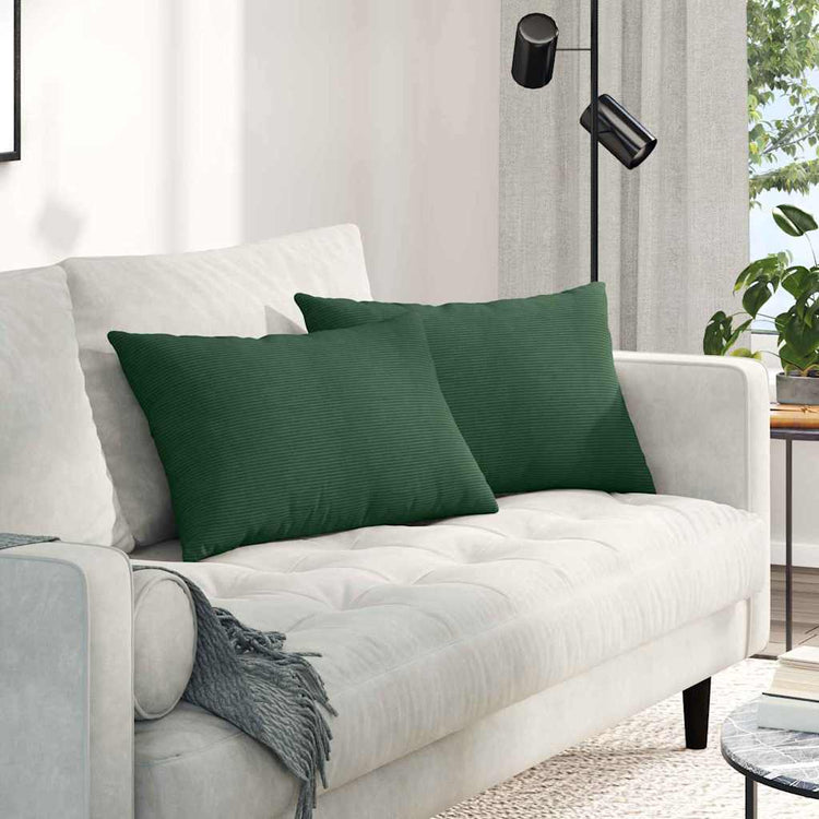 VidaXL Sofakissen 2 Stück dunkelgrün 60 x 40 cm Cordstoff