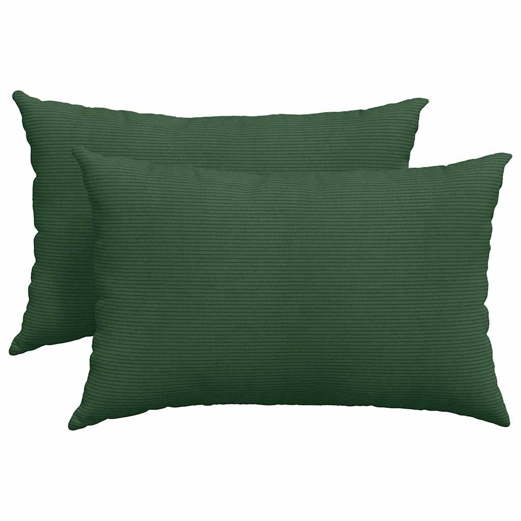 VidaXL Sofakissen 2 Stück dunkelgrün 60 x 40 cm Cordstoff
