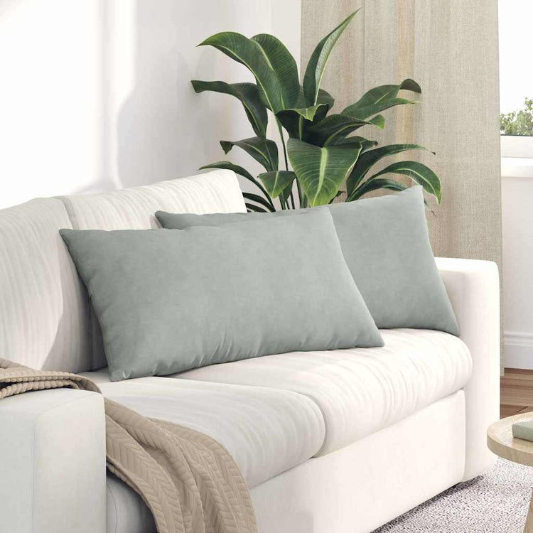 VidaXL Sofakissen 2 Stück hellgrau 80 x 40 cm Cordstoff