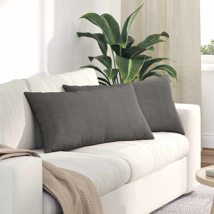 VidaXL Sofakissen 2 Stück hellgrau 80 x 40 cm Cordstoff