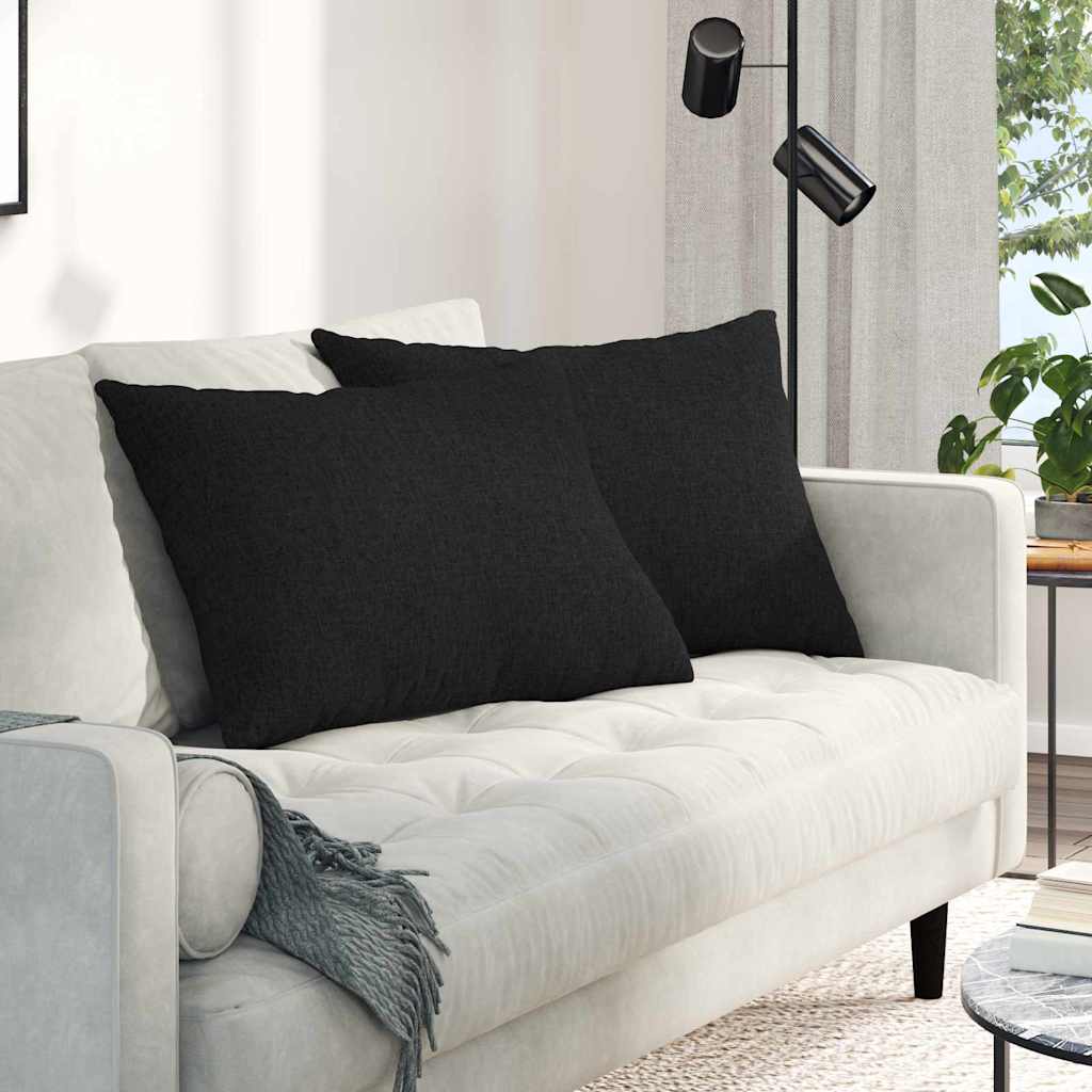 VidaXL Sofakissen 2 Stück schwarz 70 x 50 cm Stoff