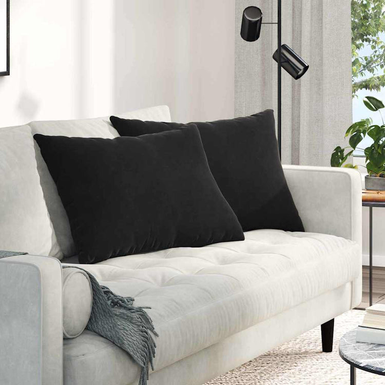 VidaXL Sofakissen 2 Stück Schwarz 70 x 50 cm Cordstoff