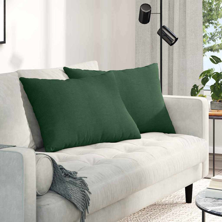 VidaXL Sofakissen, 2 Stück, Dunkelgrün, 70 x 50 cm Cordstoff