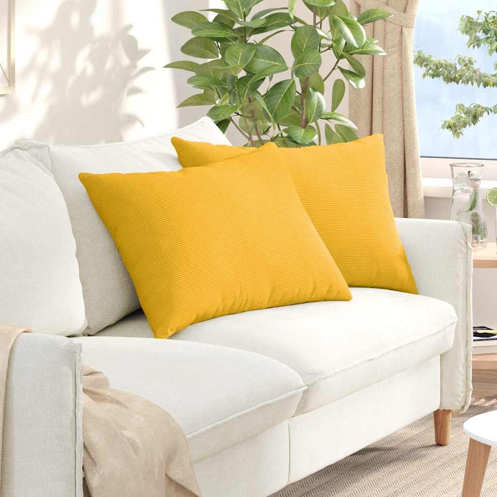 Vidaxl Sofakissen 2 Stück hellgelb 70 x 50 cm Cordstoff