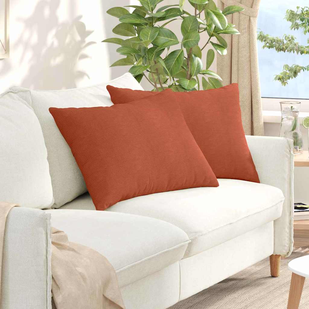 VidaXL Sofakissen 2 Stück rot-orange 70 x 50 cm Cordstoff