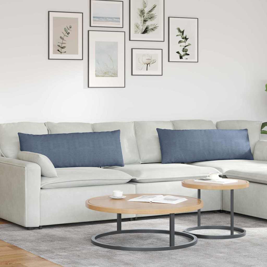 VidaXL Sofakissen 2 Stück blau 120 x 40 cm Cordstoff