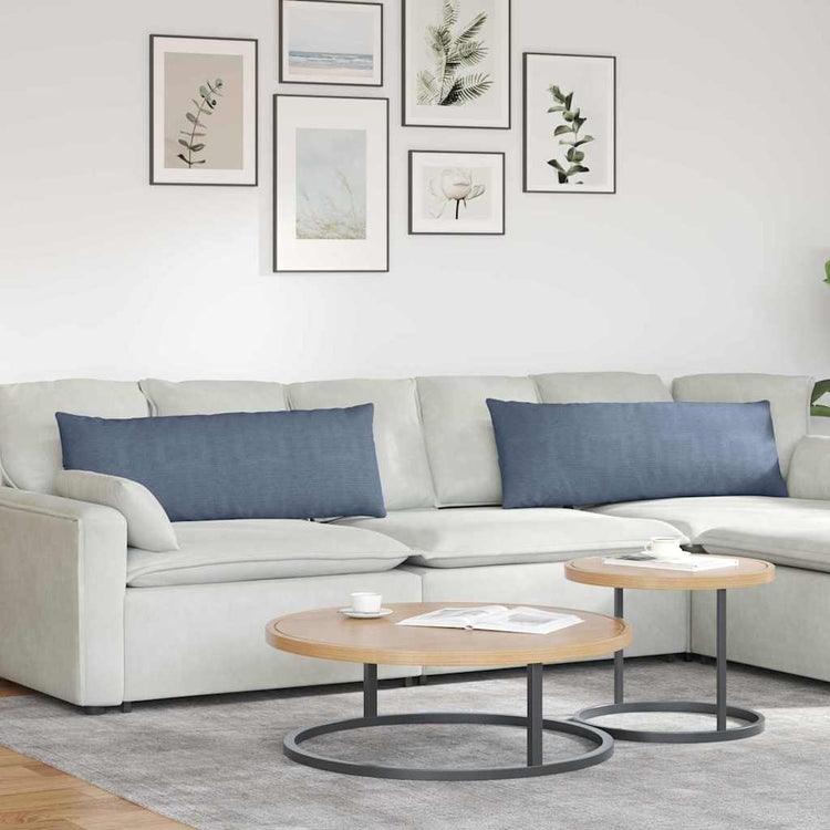 VidaXL Sofakissen 2 Stück blau 120 x 40 cm Cordstoff