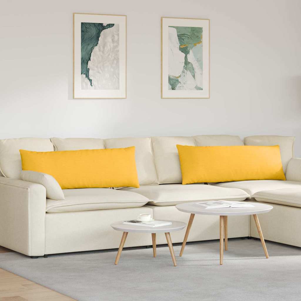 VidaXL Sofakissen 2 Stück Hellgelb 120 x 40 cm Cordstoff
