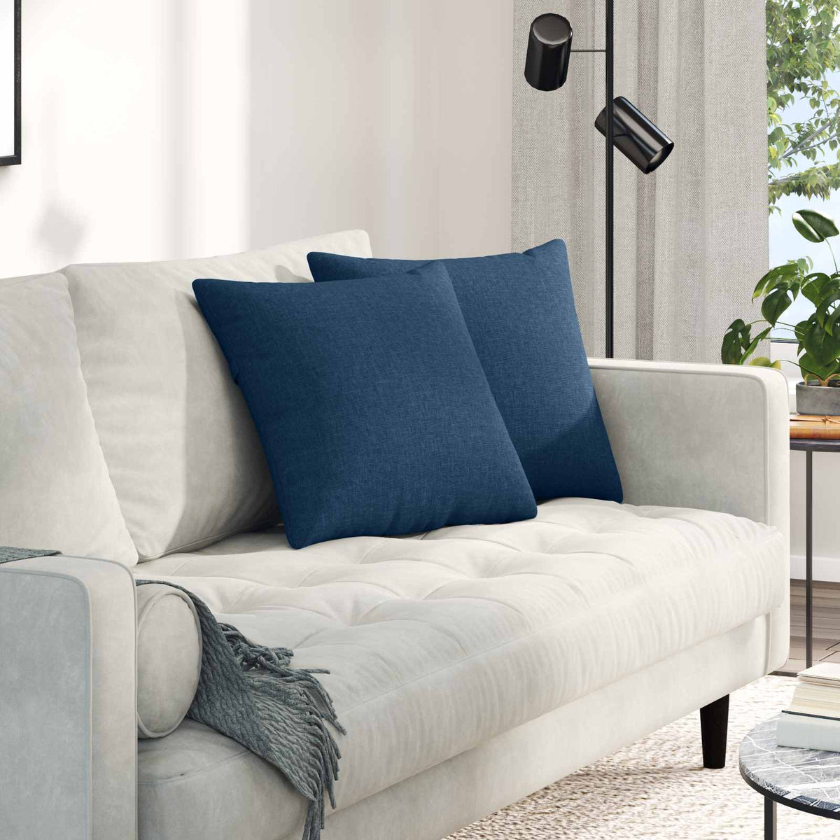 VidaXL Sofakissen 2 Stück blau 45 x 45 cm Stoff