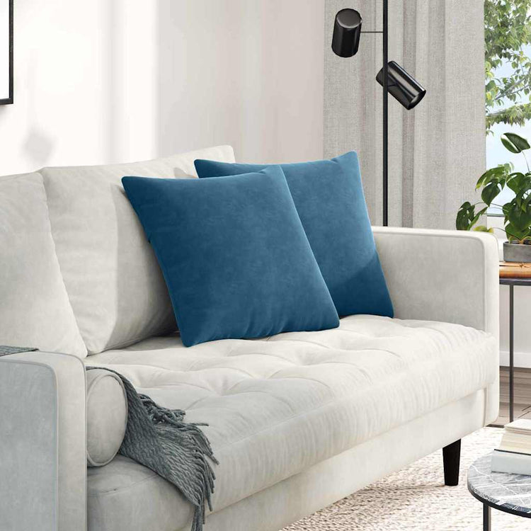 VidaXL Sofakissen 2 Stück blau 45 x 45 cm Cordstoff