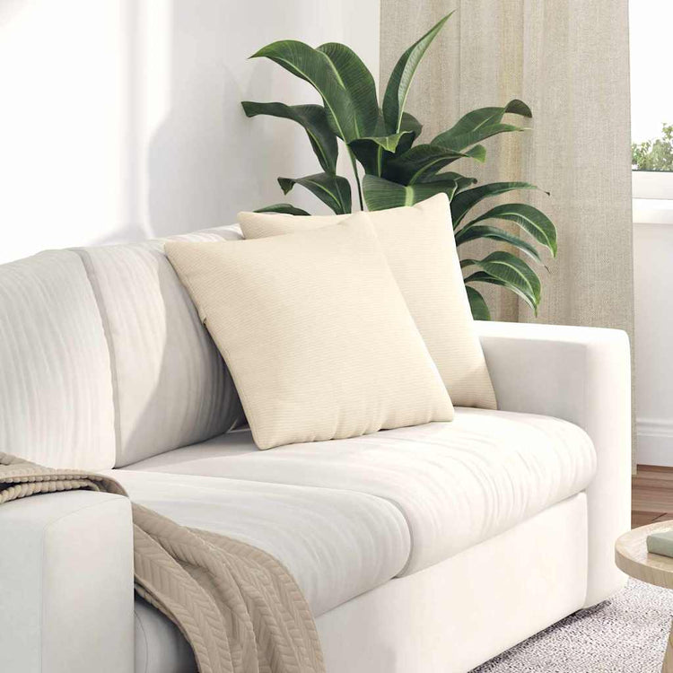 VidaXL Sofakissen 2 Stück Creme 45 x 45 cm Cordstoff