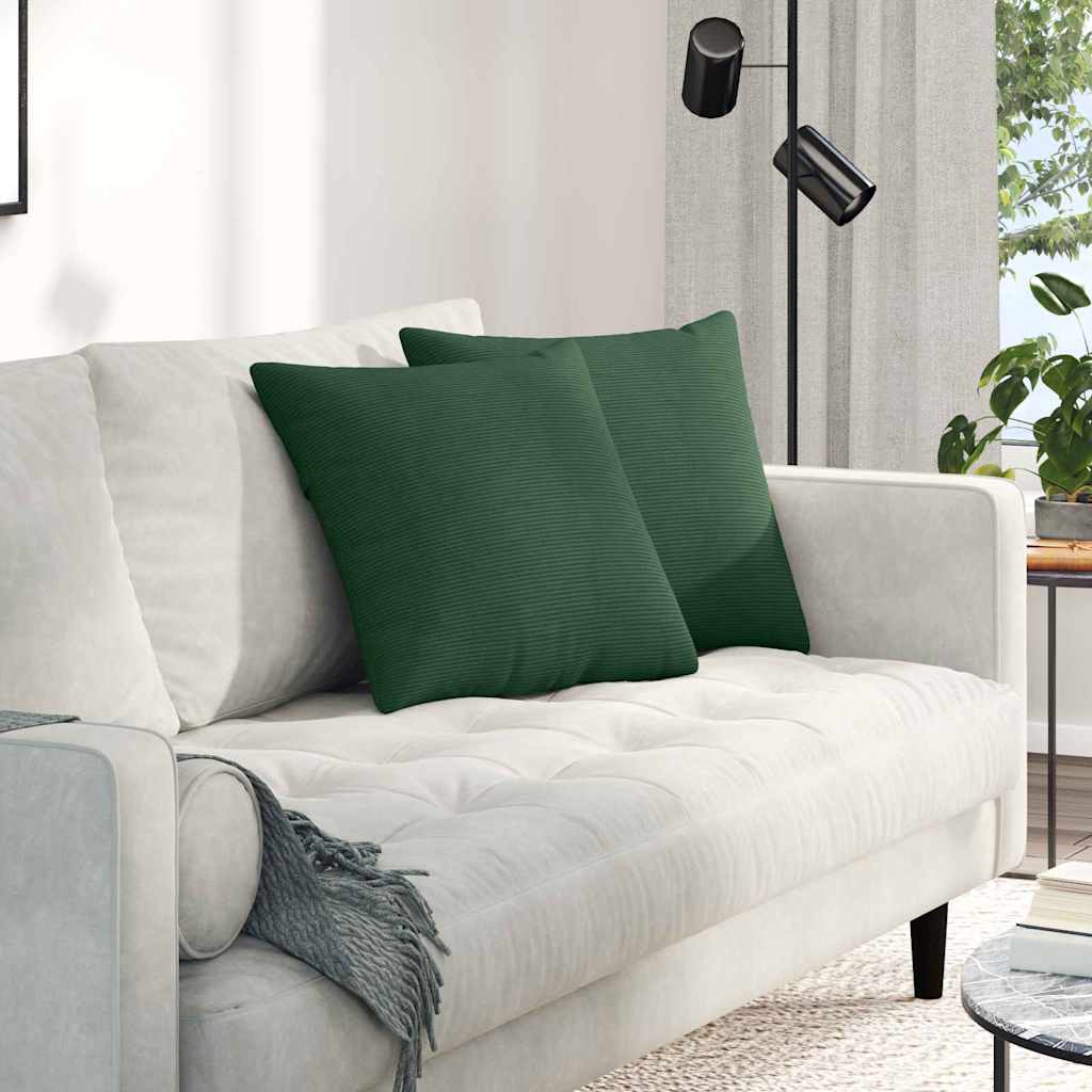 VidaXL Sofakissen 2 Stück dunkelgrün 45 x 45 cm Cordstoff
