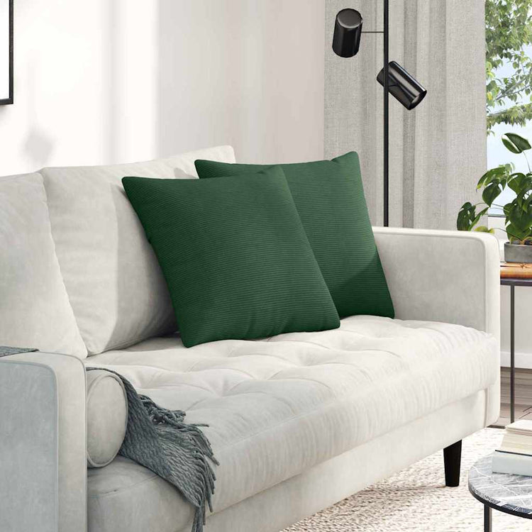 VidaXL Sofakissen 2 Stück dunkelgrün 45 x 45 cm Cordstoff