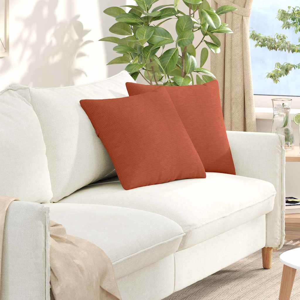 VidaXL Sofakissen 2 Stück rot-orange 45 x 45 cm Cordstoff