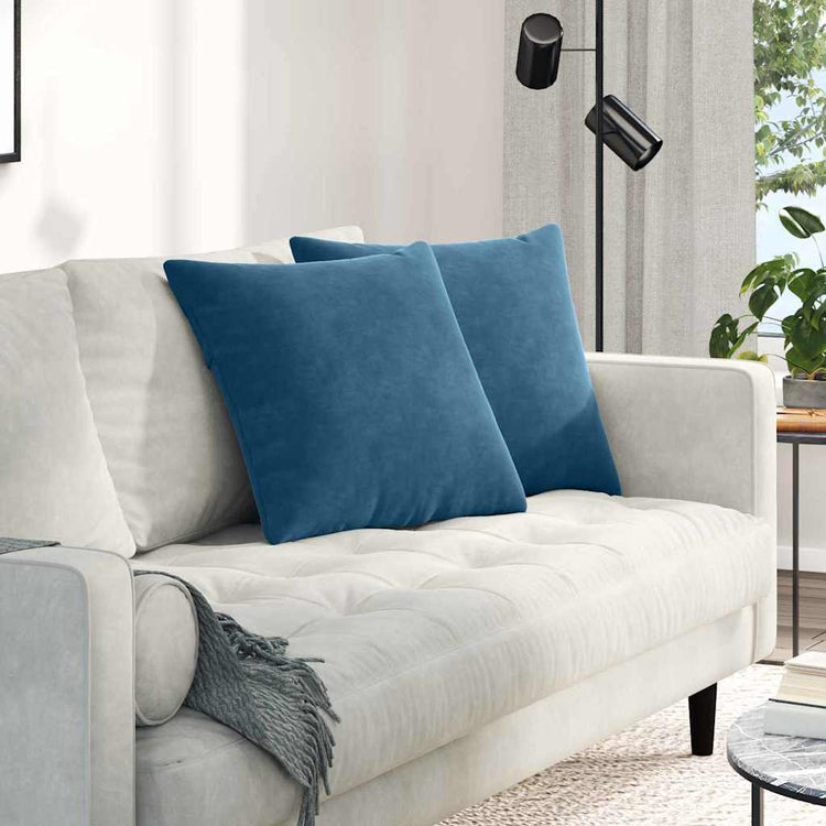 VidaXL Sofakissen 2 Stück blau 50 x 50 cm Cordstoff