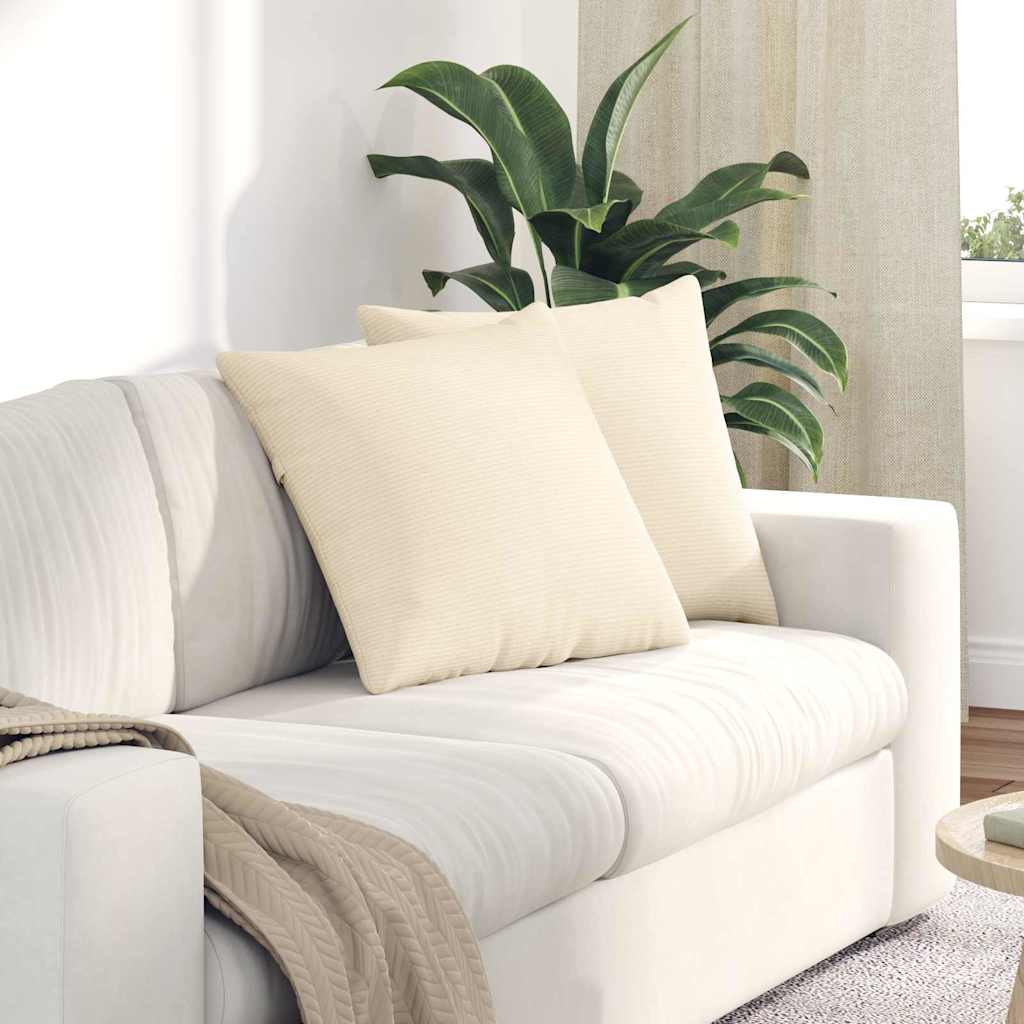 VidaXL Sofakissen 2 Stück Creme 50 x 50 cm Cordstoff