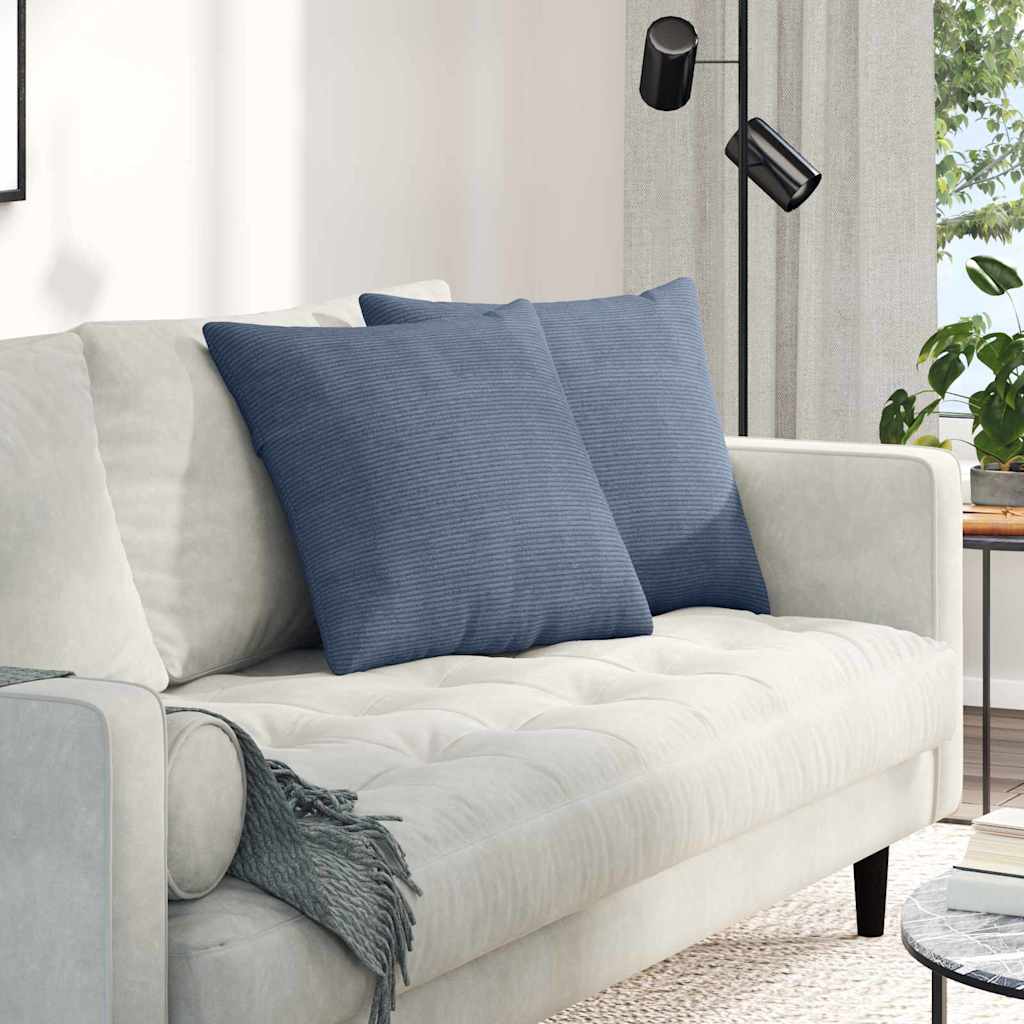 VidaXL Sofakissen 2 Stück blau 50 x 50 cm Cordstoff