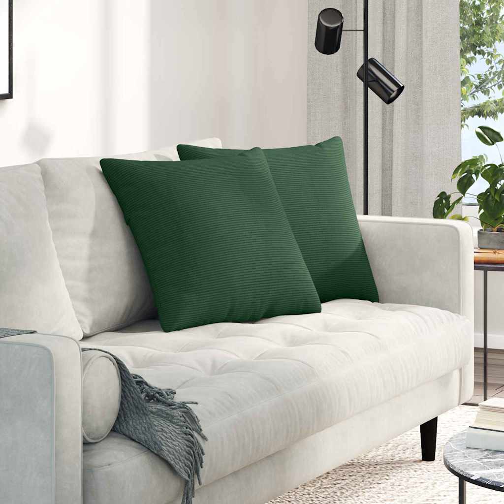 VidaXL Sofakissen 2 Stück dunkelgrün 50 x 50 cm Cordstoff