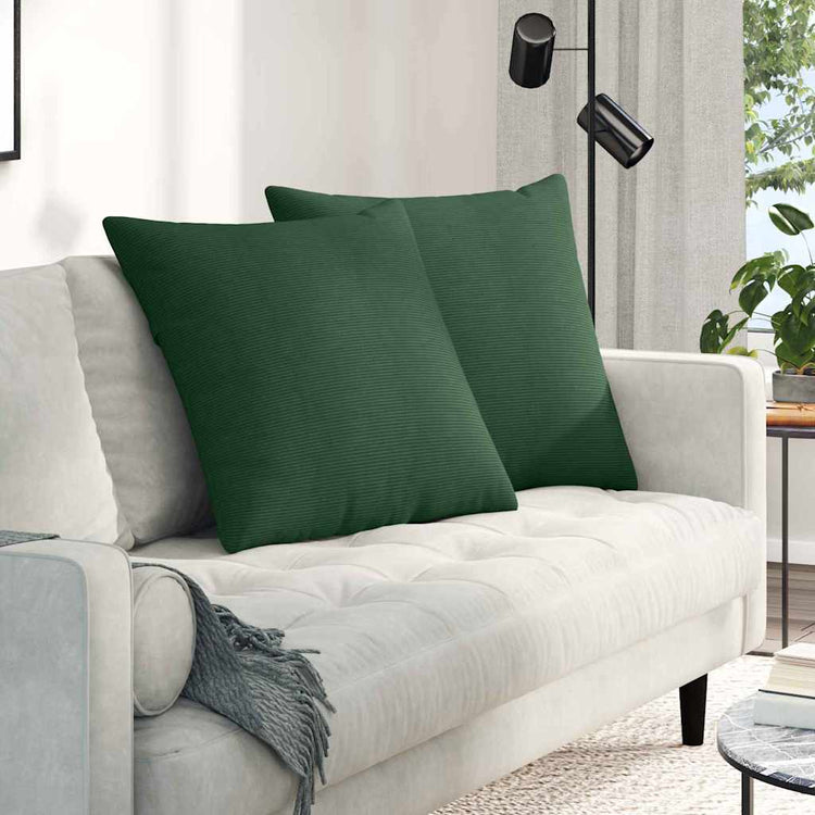 VidaXL Sofakissen 2 Stück dunkelgrün 60 x 60 cm Cordstoff