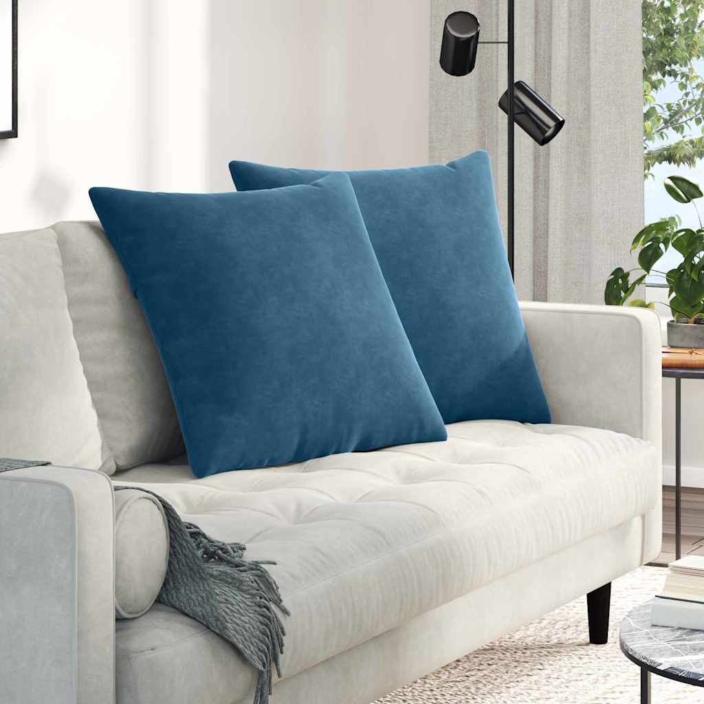 VidaXL Sofakissen 2 Stück blau 80 x 80 cm Cordstoff