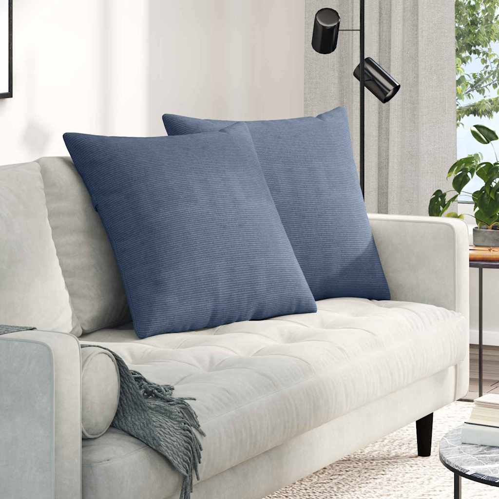 VidaXL Sofakissen 2 Stück blau 80 x 80 cm Cordstoff