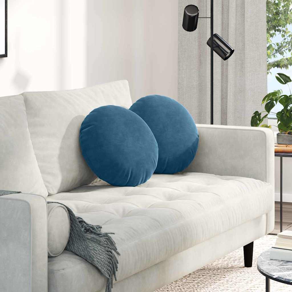 Vidaxx Sitzkissen 2 Stück blau ø 40 x 13 cm Samt