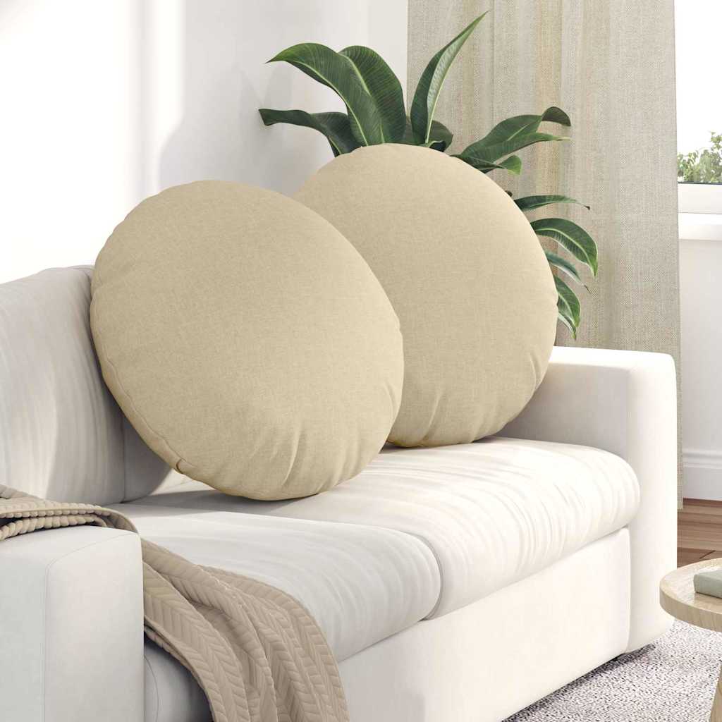 VidaXL Sitzkissen 2 Stück creme ø60 x 21 cm Stoff