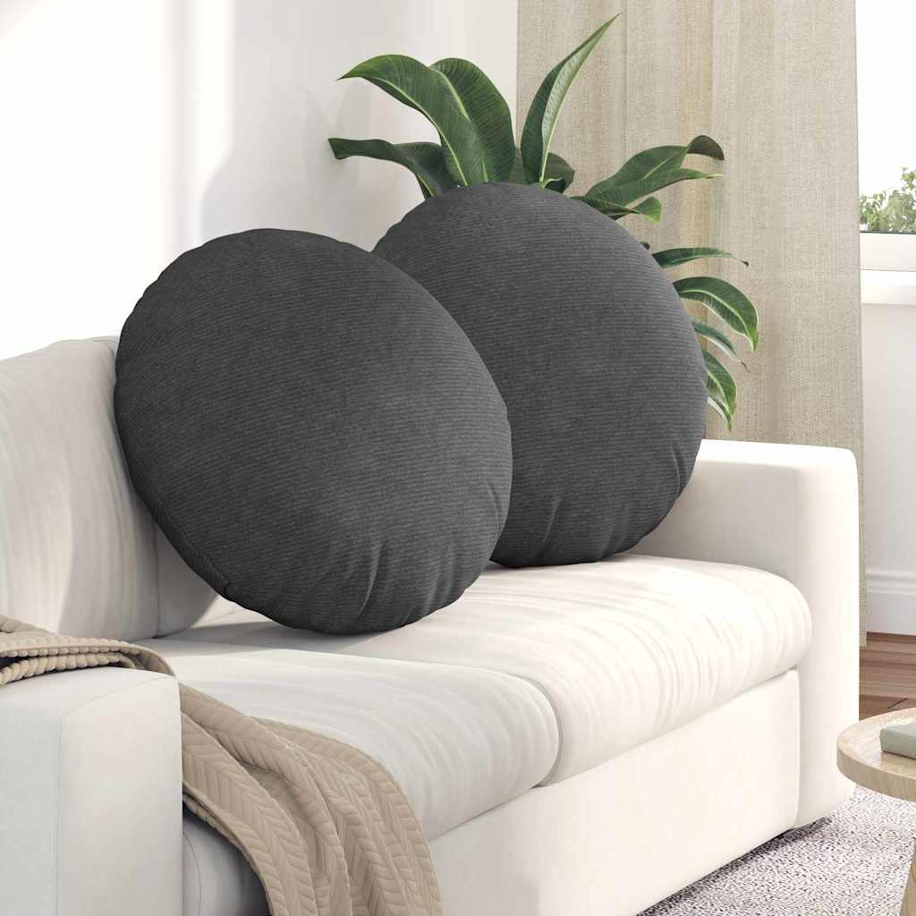 VidaXL Sitzkissen 2 Stück dunkelgrau ø 60 cm Baumwollstoff