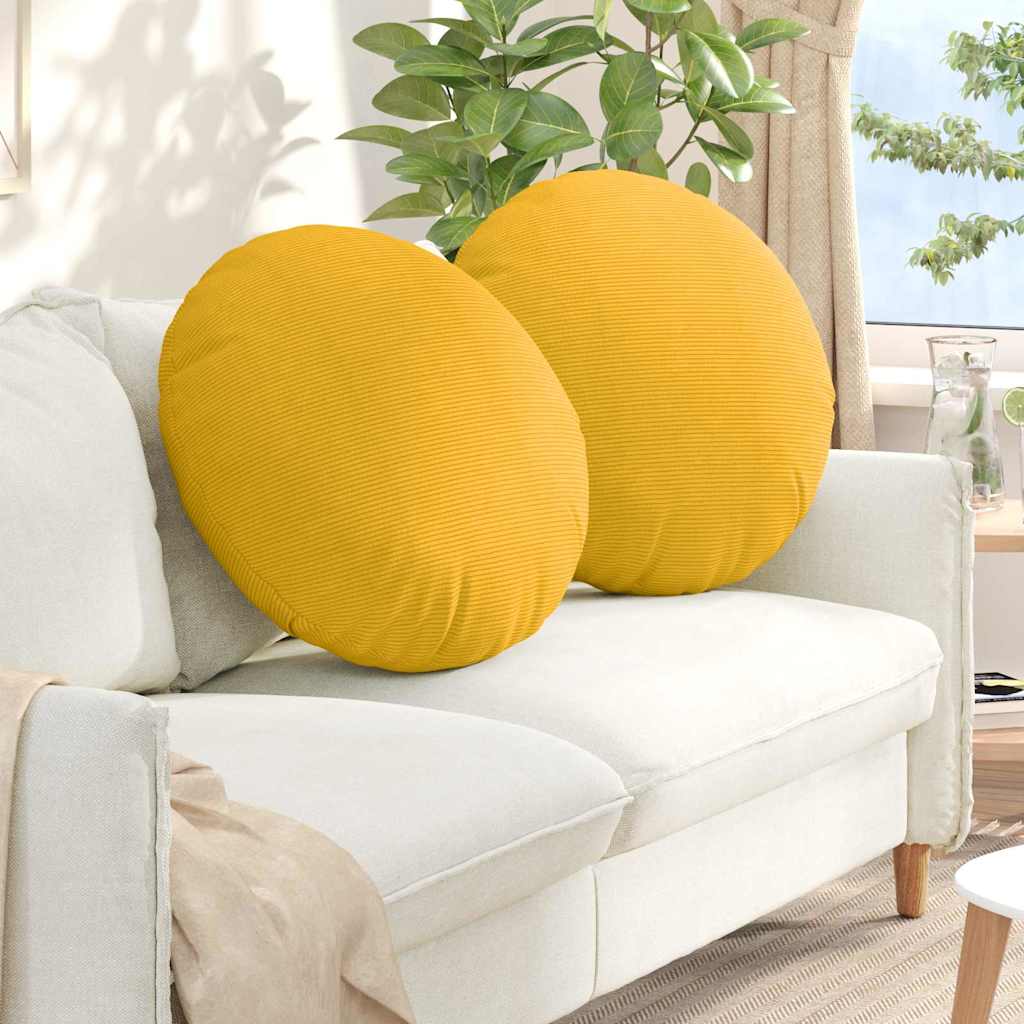 VidaXL Sitzkissen 2 Stück hellgelb ø 60 cm Baumwollstoff