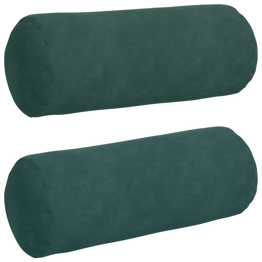 VidaXL Nackenkissen 2 Stück dunkelgrün ø 15 x 40 cm Cordstoff