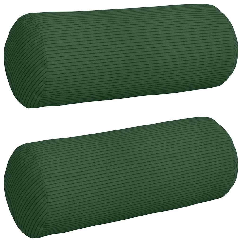 VidaXL Nackenkissen 2 Stück dunkelgrün ø 15 x 40 cm Cordstoff