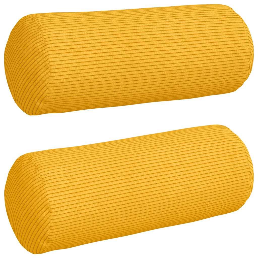 VidaXL Nackenkissen 2 Stück hellgelb ø 15 x 40 cm Cordstoff
