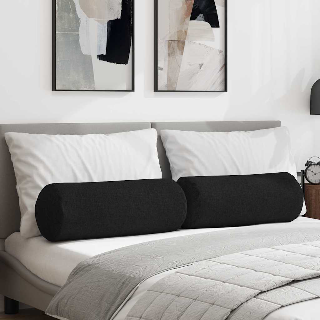 VidaXL Nackenkissen 2 Stück schwarz ø 25 x 70 cm Stoff