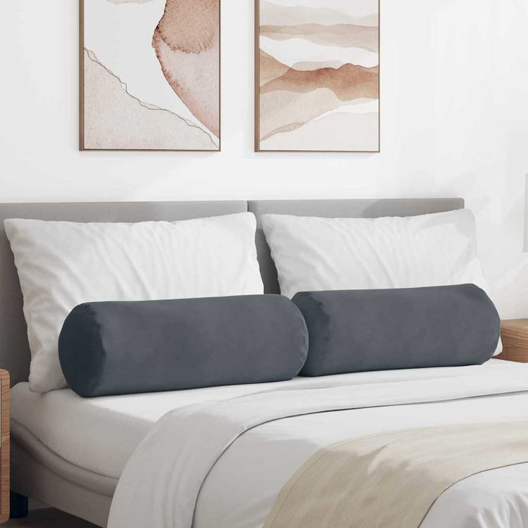 VidaXL Nackenkissen 2 Stück dunkelgrau ø 25 x 70 cm Cordstoff