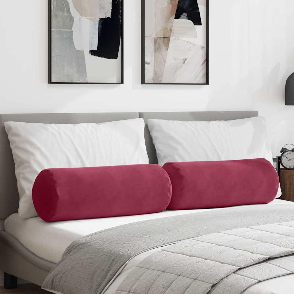VidaXL Nackenkissen 2 Stück weinrot ø 25 x 70 cm Cordstoff