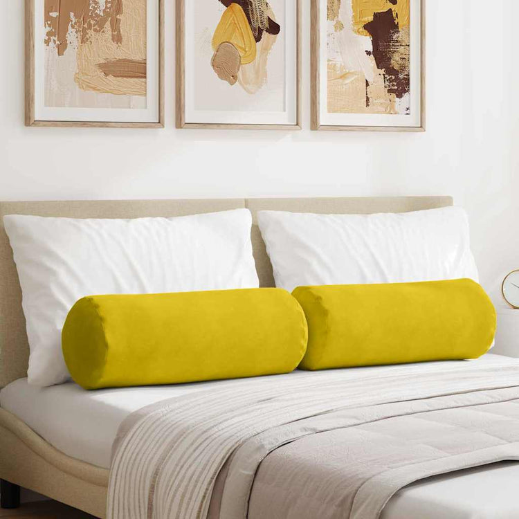 VidaXL Nackenkissen 2 Stück gelb ø 25 x 70 cm Cordstoff