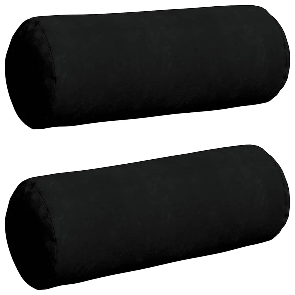 VidaXL Nackenkissen 2 Stück schwarz ø 25 x 70 cm Mikrofaserstoff