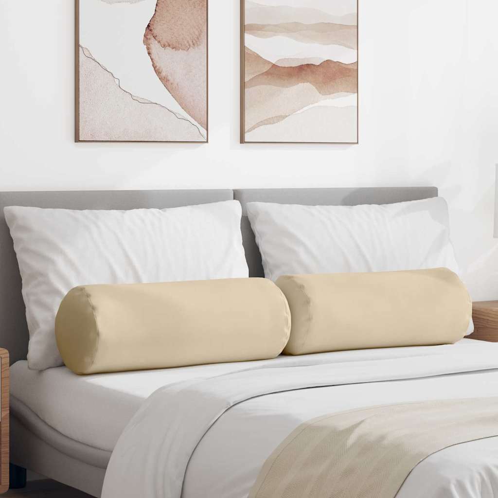 VidaXL Nackenkissen 2 Stück Creme ø 25 x 70 cm Mikrofaserstoff