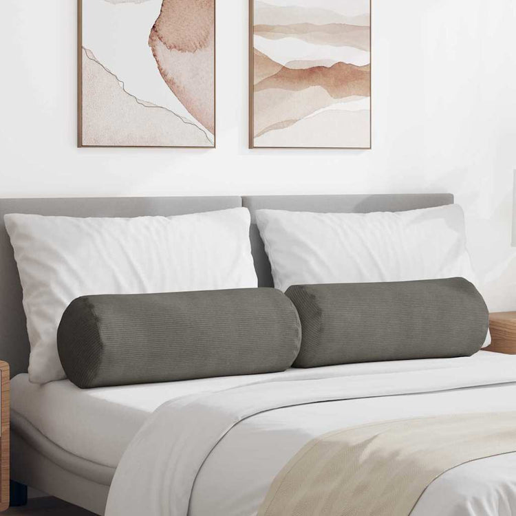 VidaXL Nackenkissen 2 Stück hellgrau ø 25 x 70 cm Cordstoff