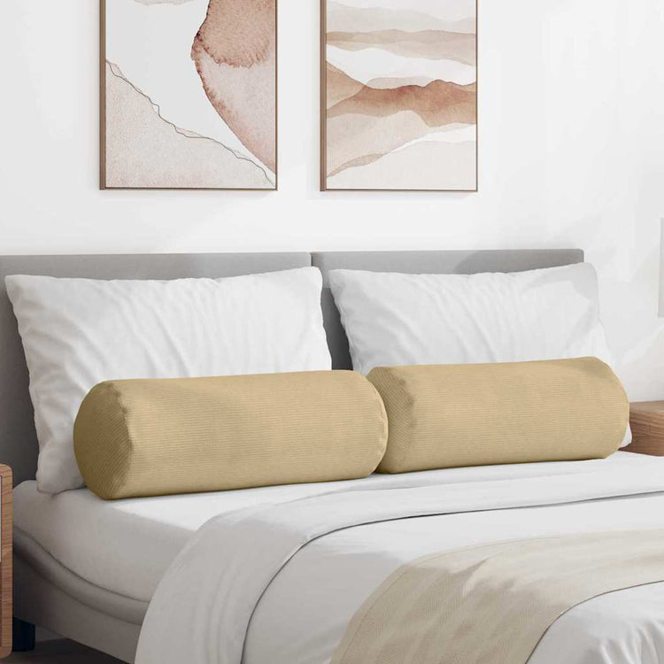 VidaXL Nackenkissen 2 Stück grau grün ø 25 x 70 cm Cordstoff