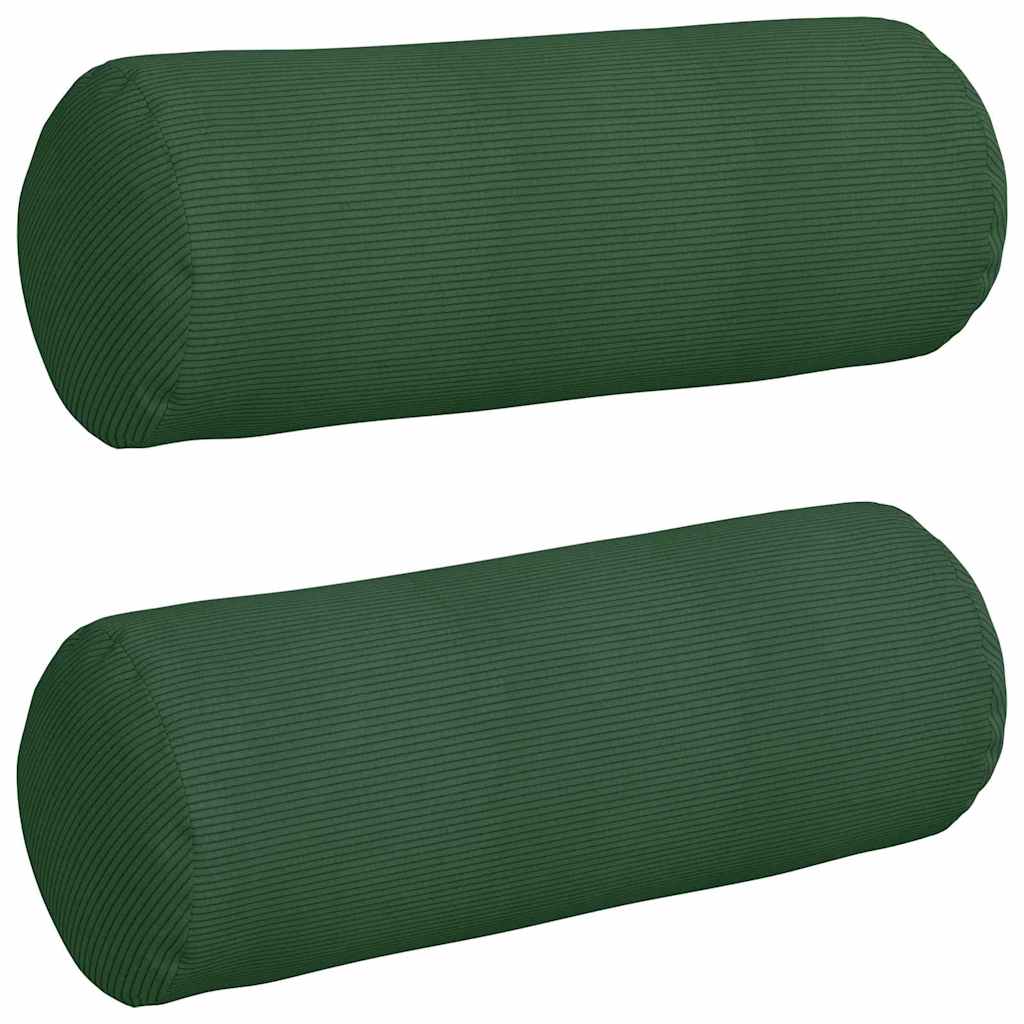 VidaXL Nackenkissen 2 Stück dunkelgrün ø 25 x 70 cm Cordstoff