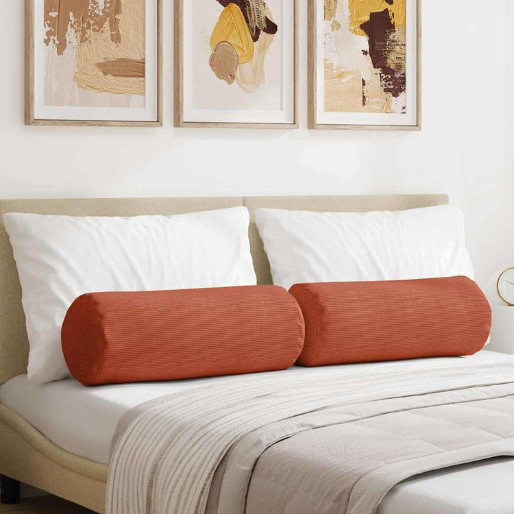 VidaXL Nackenkissen 2 Stück rot-orange ø 25 x 70 cm Cordstoff