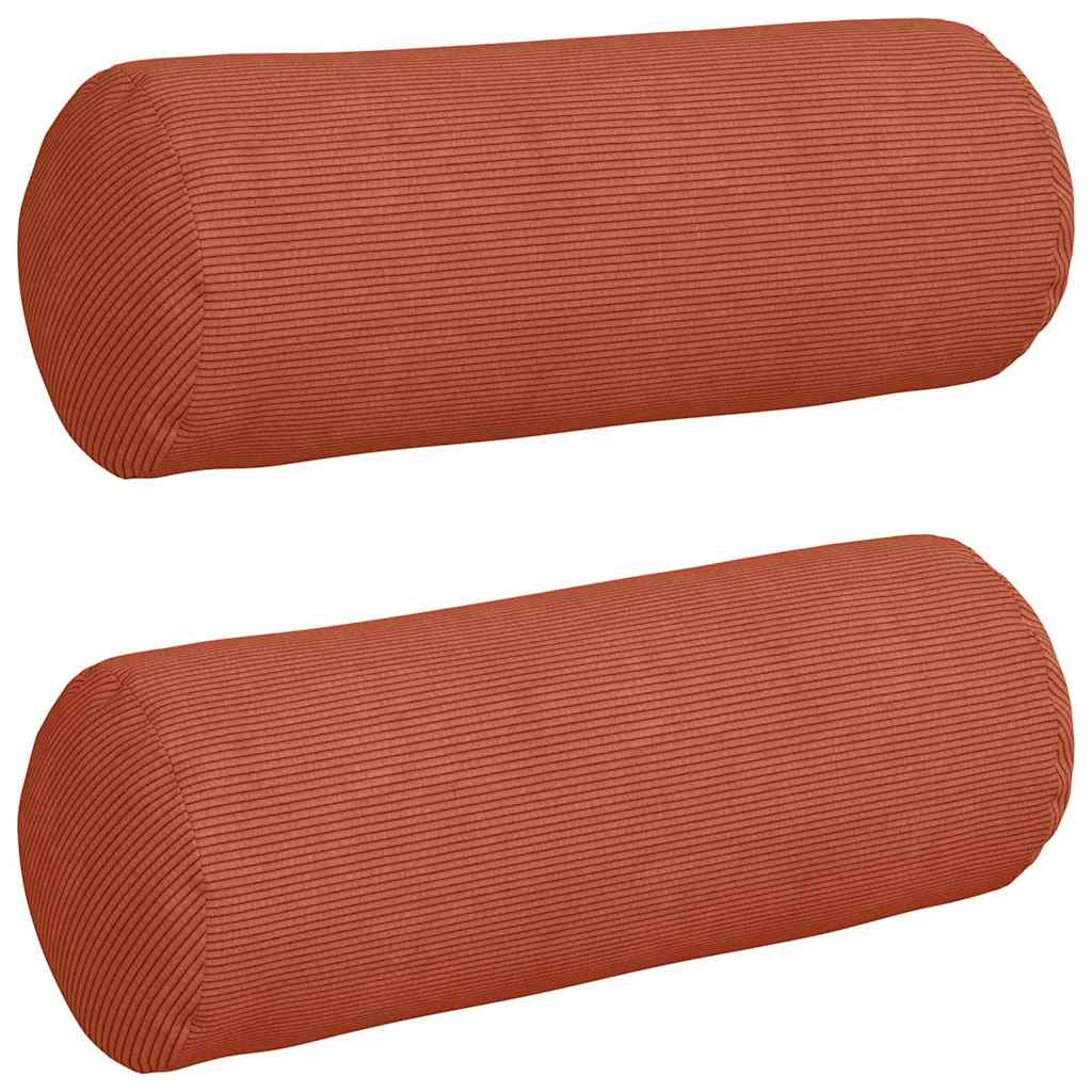 VidaXL Nackenkissen 2 Stück rot-orange ø 25 x 70 cm Cordstoff