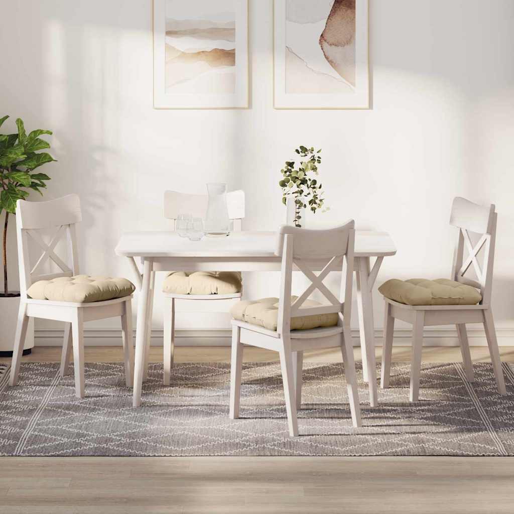 VidaXL Sitzkissen 4 Stück Creme 40 x 40 cm Mikrofaserstoff