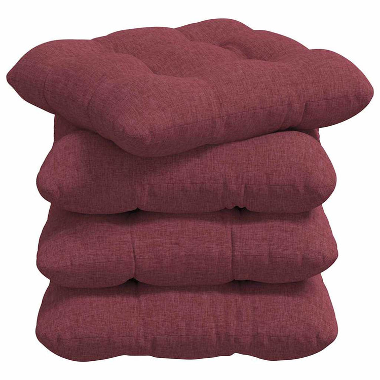 VidaXL Sitzkissen 4 Stück weinrot 45 x 45 x 12 cm Stoff