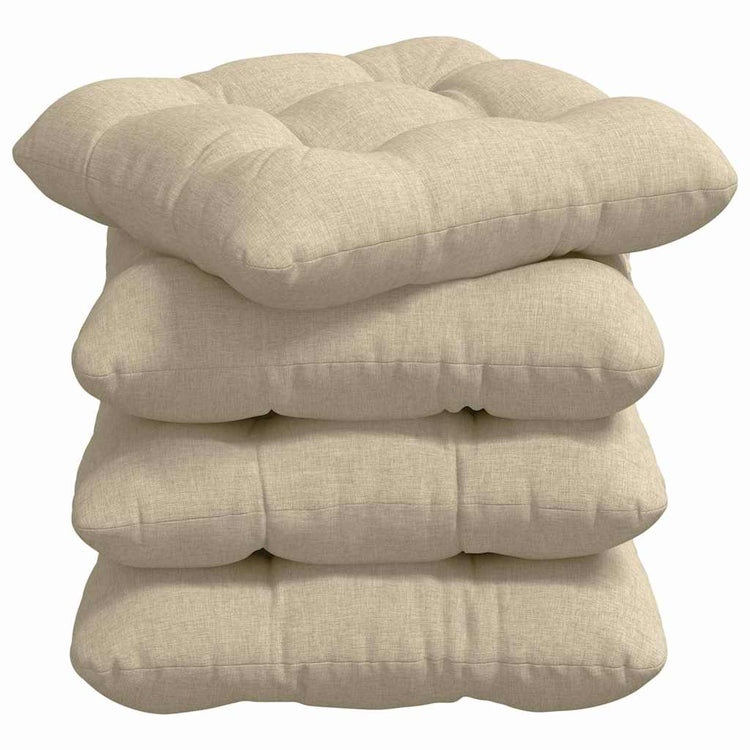 VidaXL Sitzkissen 4 Stück Creme 45 x 45 x 12 cm Stoff