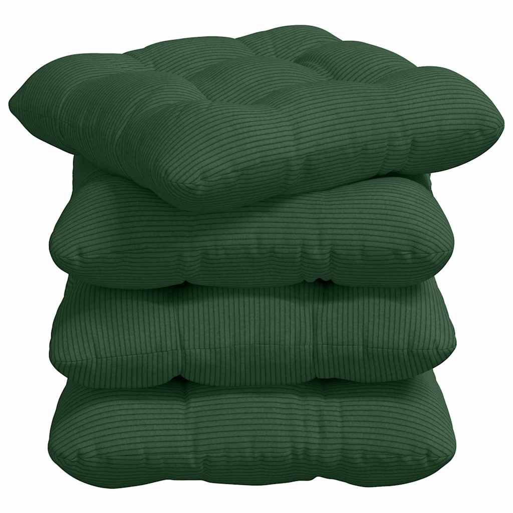 VidaXL Sitzkissen 4 Stück dunkelgrün 45 x 45 cm Baumwollstoff