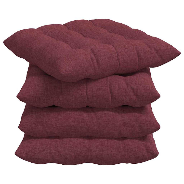 VidaXL Sitzkissen 4 Stück weinrot 40 x 40 x 6 cm Stoff